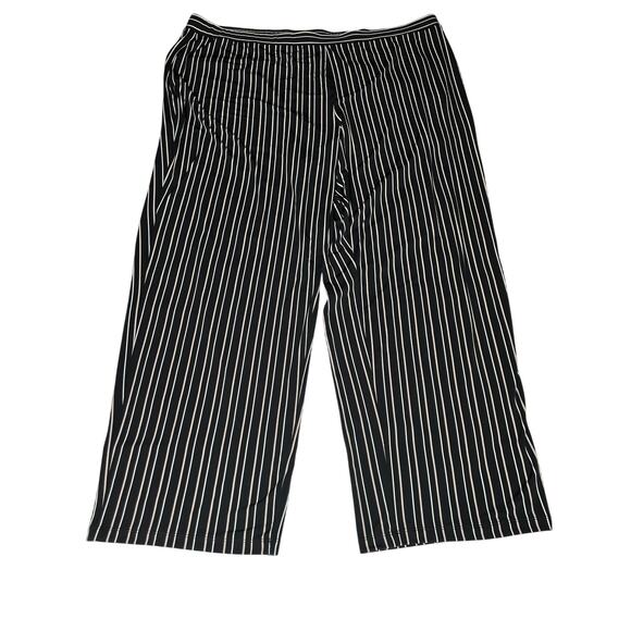 Susan Graver womens size 3X pants black/white stripe wide leg high rise pull-on - Picture 1 of 8